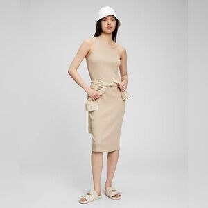 NWT - GAP - Rib one-shoulder midi dress in Sand Khaki. Small P2P is 16-18"